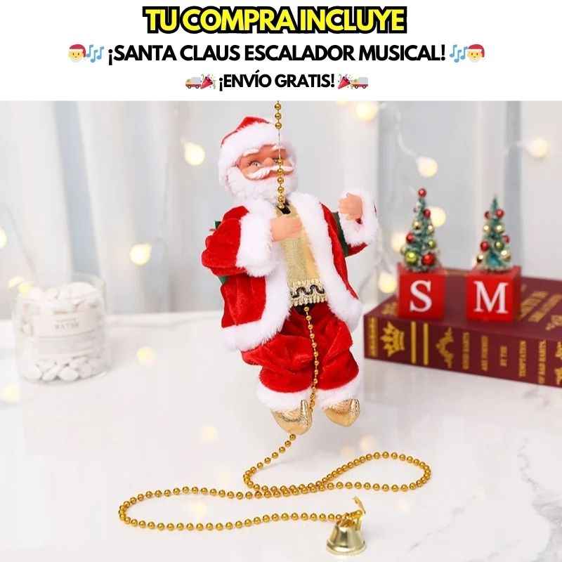 SANTA CLAUS ESCALADOR - EXCLUVISO ADORNO DE NAVIDAD